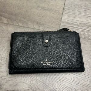 Kate Spade New York Large Carry All Wallet Wristlet Black Leather